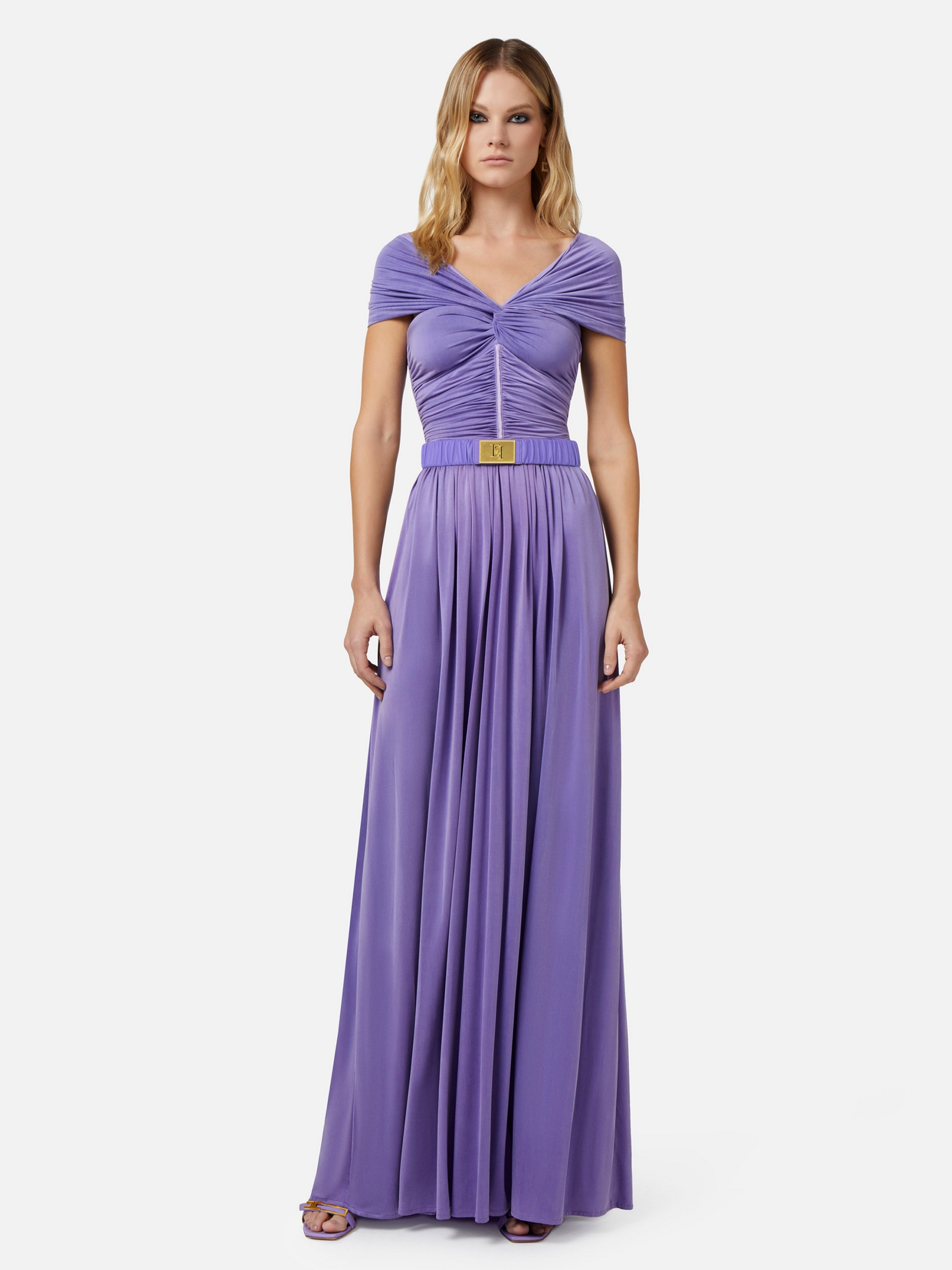 ワンピース ELISABETTA FRANCHI Woman Dress Violet AB628 AS6 Buy Elisabetta Franchi Purple Rhinestone-embellished Maxi